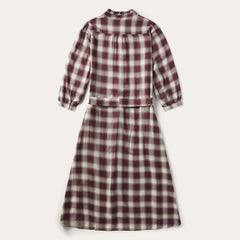 Gaucho Plaid Prairie Shirt Dress Wine | Women Stetson Midi