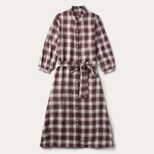 Gaucho Plaid Prairie Shirt Dress Wine | Women Stetson Midi