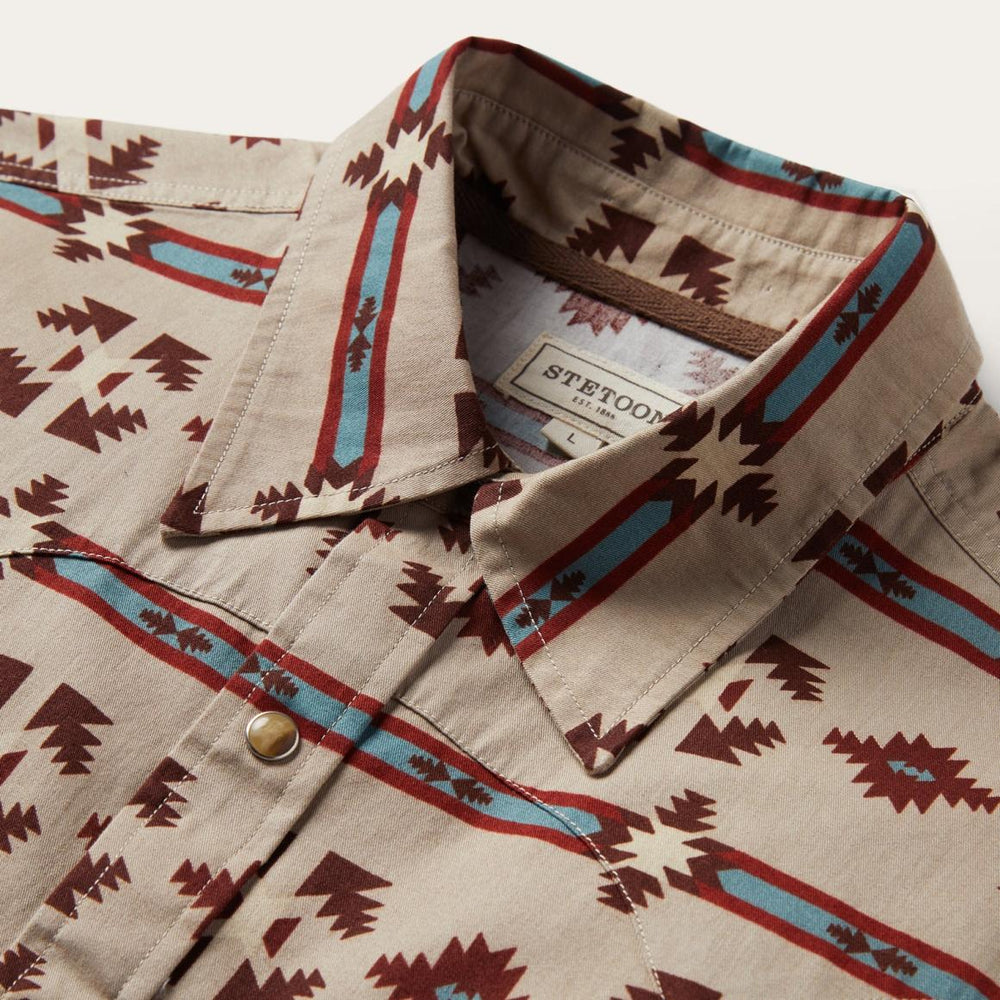 Gaucho Stripe Shirt Brown | Men Stetson Modern Cut