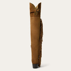 Glam Over-The-Knee Fringe Boot Tan Suede | Women Stetson Western