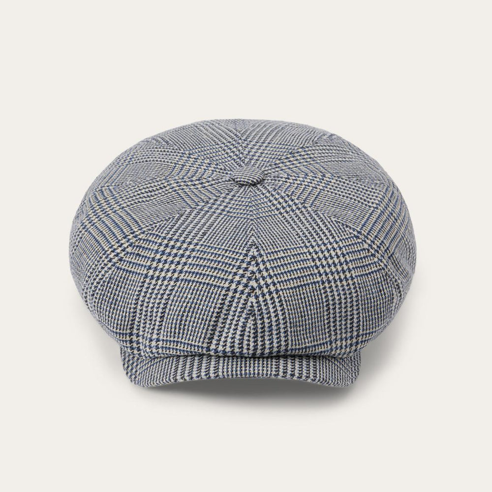 Glen Check Silk/Cotton 8-Panel Cap Blue Check | Men/Women Stetson Caps & Truckers