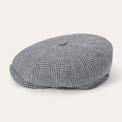 Glen Check Silk/Cotton 8-Panel Cap Blue Check | Men/Women Stetson Caps & Truckers