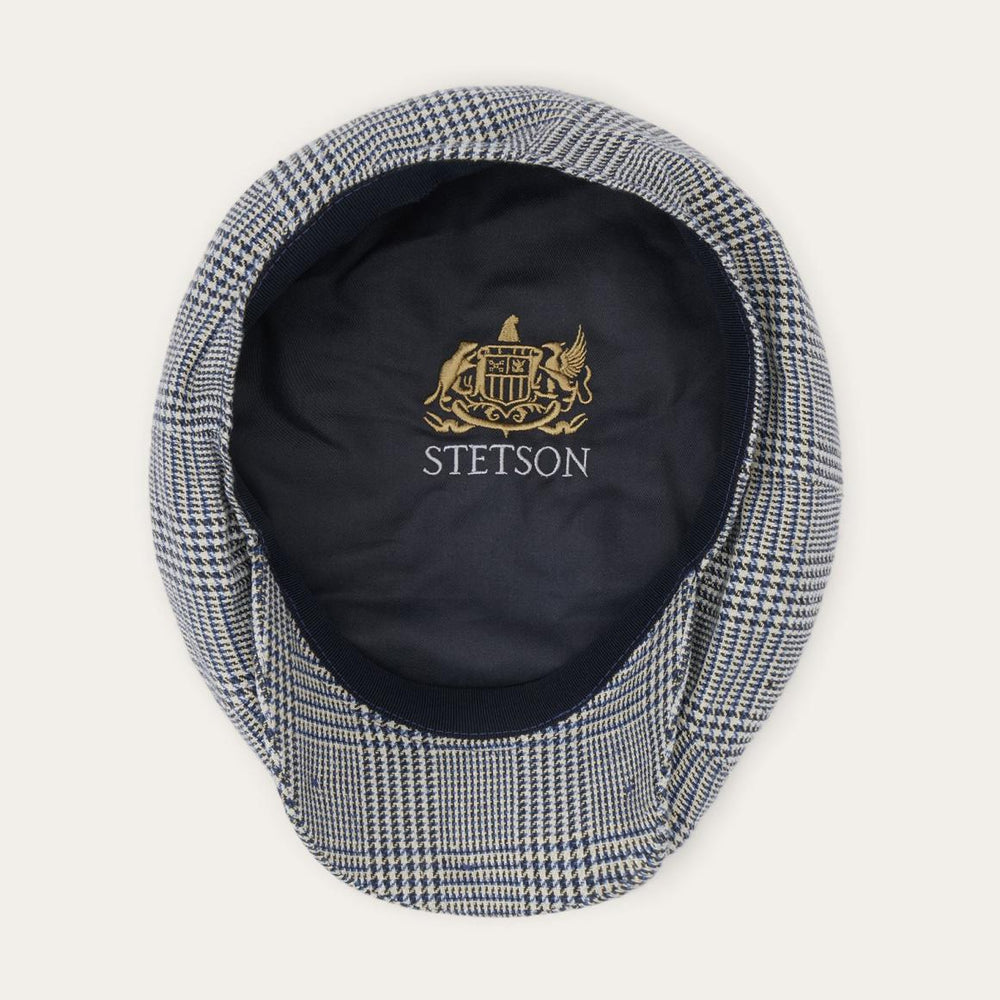 Glen Check Silk/Cotton 8-Panel Cap Blue Check | Men/Women Stetson Caps & Truckers