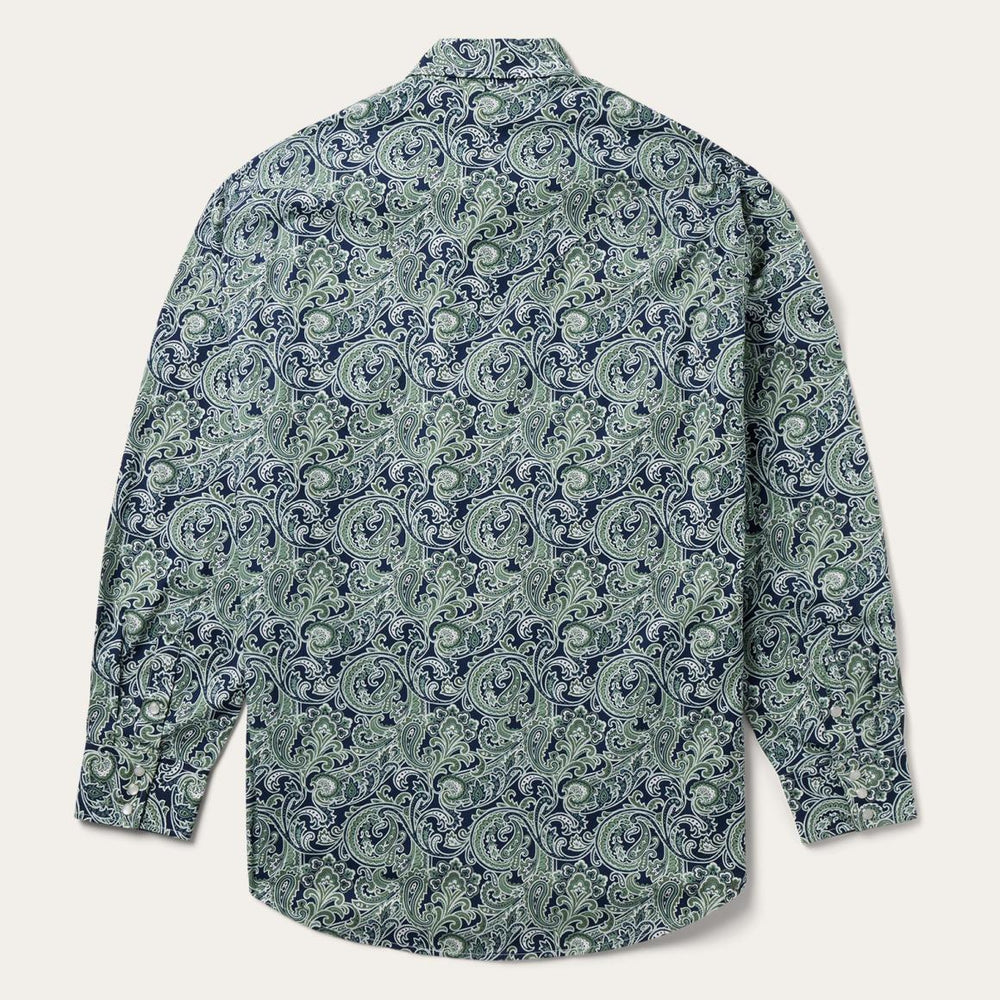 Greenspring Paisley Print Western Shirt Blue | Men Stetson Classic Cut