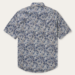 Greenspring Paisley Short Sleeve Western Shirt Blue | Men Stetson Classic Cut