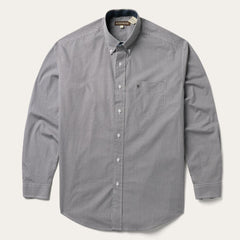Grey Geo Print Button Front Shirt Grey | Men Stetson Classic Cut