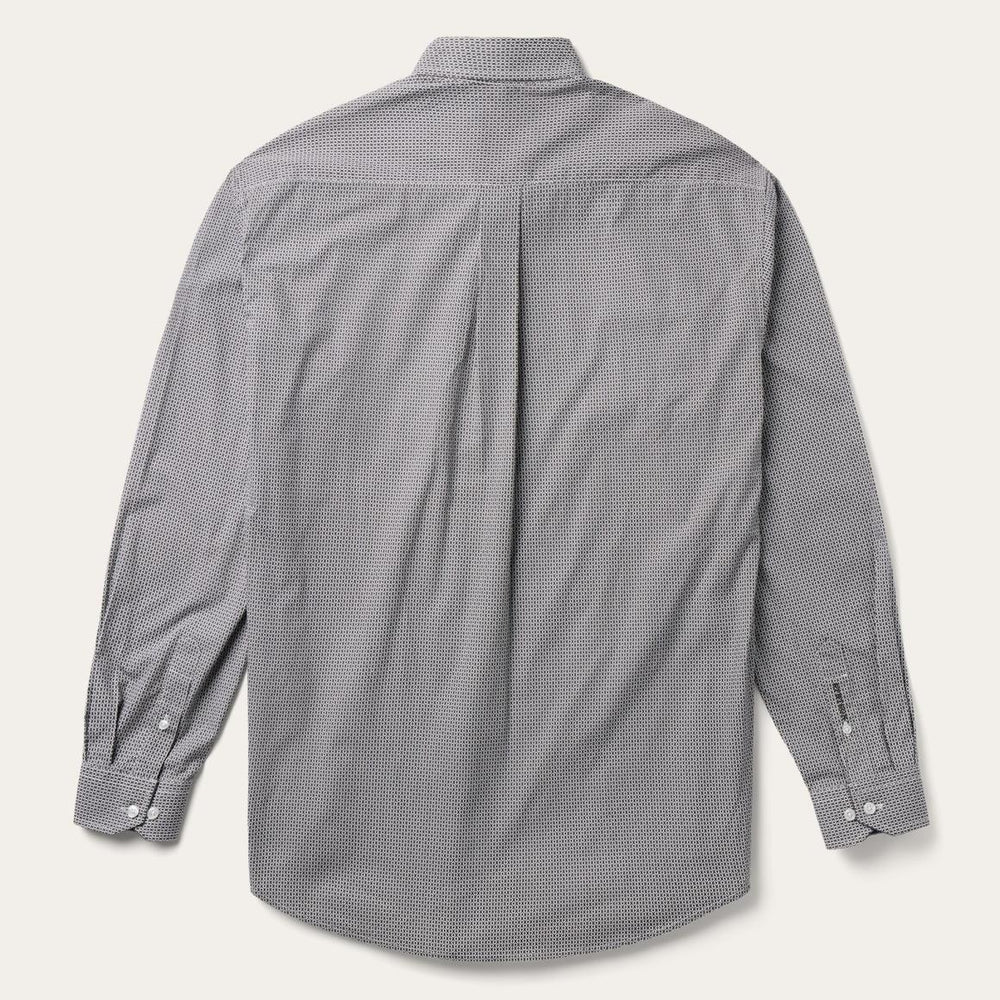 Grey Geo Print Button Front Shirt Grey | Men Stetson Western Shirts