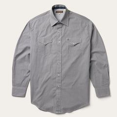 Grey Geo Print Western Shirt Grey | Men Stetson Modern Cut
