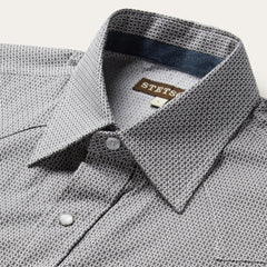 Grey Geo Print Western Shirt Grey | Men Stetson Western Shirts