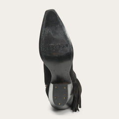 Halle Suede Fringe Side Zip Boot Black | Women Stetson Western