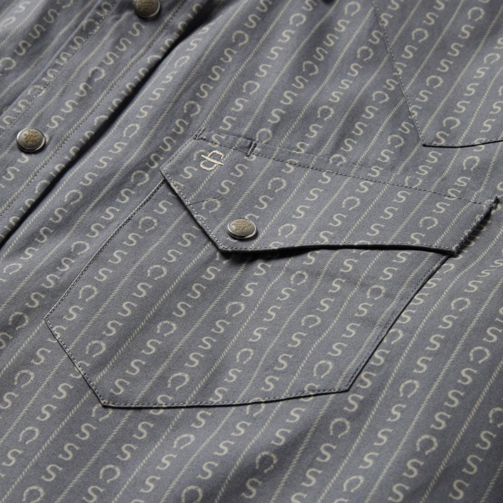 Horseshoe Stripe Print Shirt Grey | Men Stetson Classic Cut