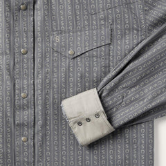 Horseshoe Stripe Print Shirt Grey | Men Stetson Western Shirts