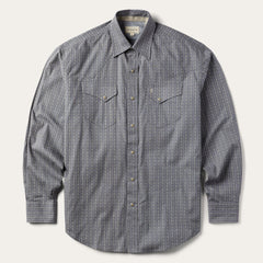 Horseshoe Stripe Print Shirt Grey | Men Stetson Western Shirts