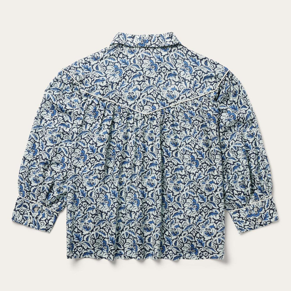 Indigo Tapestry Print Blouse Blue | Women Stetson Blouses