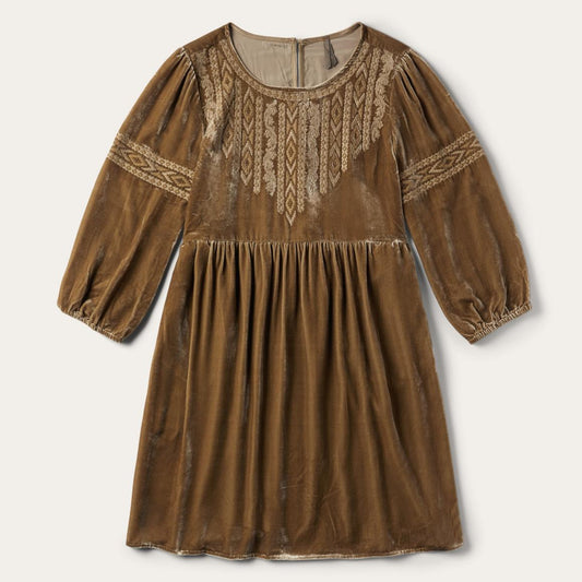 Khaki Velvet Babydoll Dress Copper | Women Stetson Mini