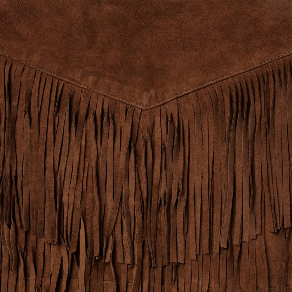 Lamb Suede Fringe Mini Skirt Brown | Women Stetson Skirts & Shorts
