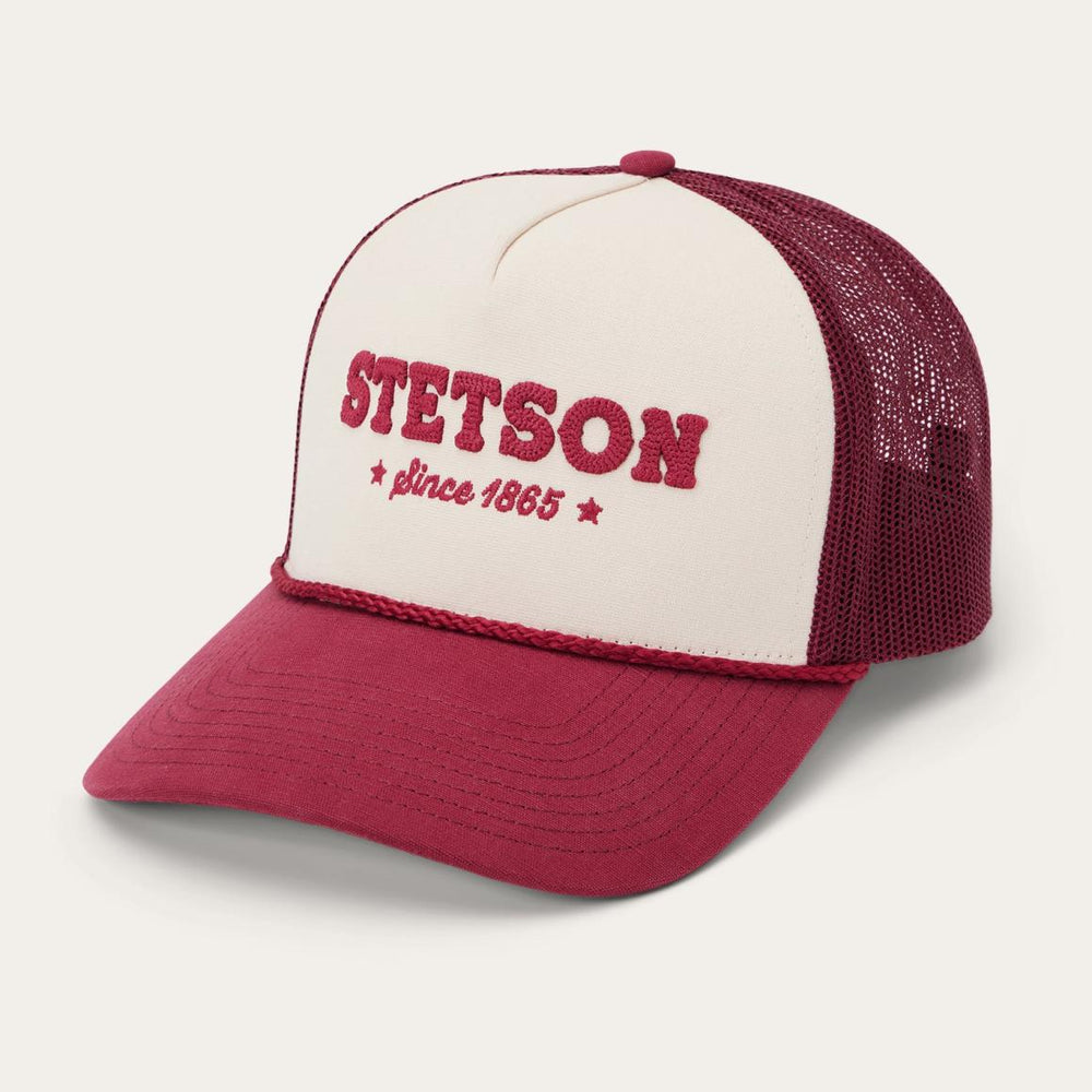 Lasso Trucker Cap Off White / Maroon | Men/Women Stetson Caps & Truckers