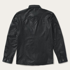 Leather Western Shirt Jacket Black | Men Stetson Jackets