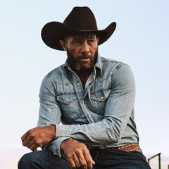 Long-Sleeved Denim Shirt Blue | Men Stetson Western Shirts