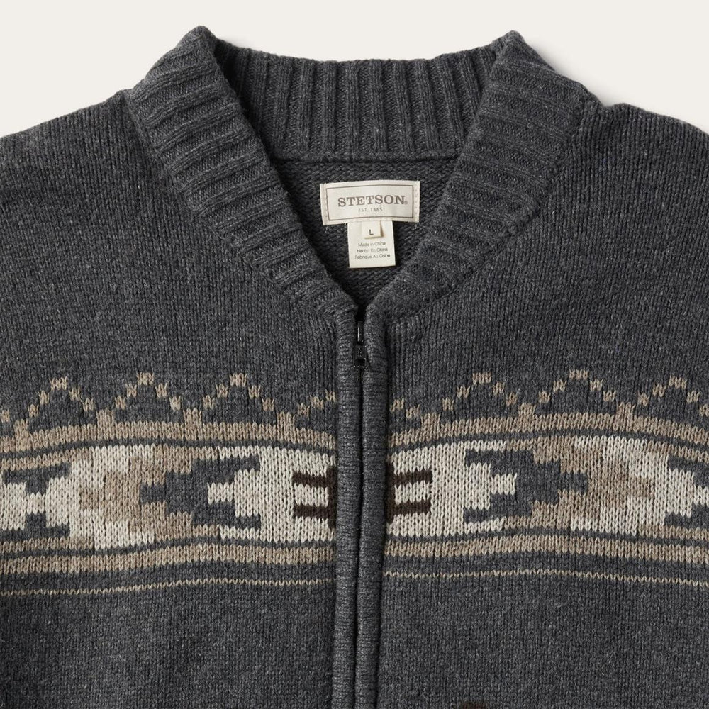 Longhorn Cardigan Grey | Men Stetson Sweaters & Hoodies
