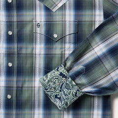 Lucky Diamond Plaid Western Shirt Green | Men Stetson Classic Cut