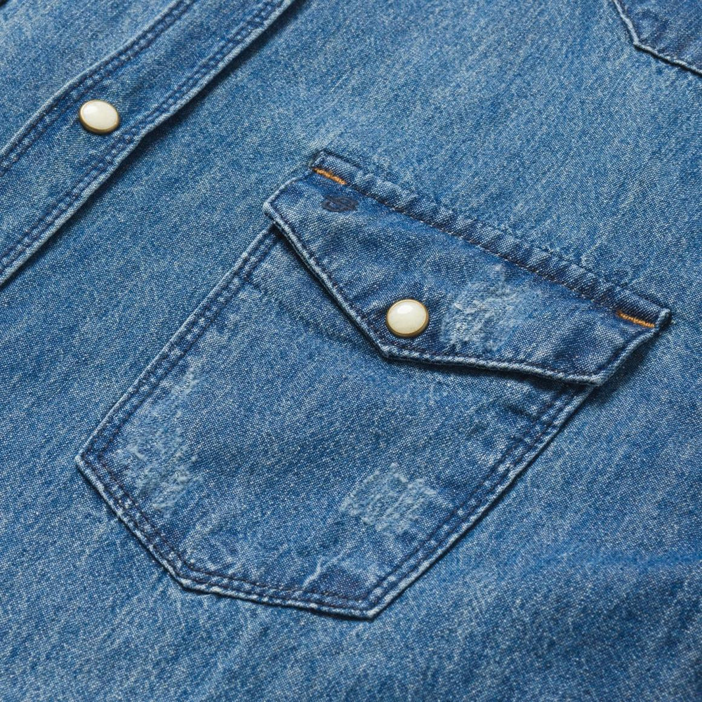 Medium Blue Denim Shirt Blue | Men Stetson Classic Cut