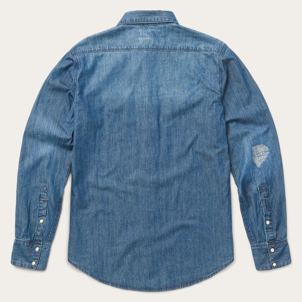 Medium Blue Denim Shirt Blue | Men Stetson Denim Shirts