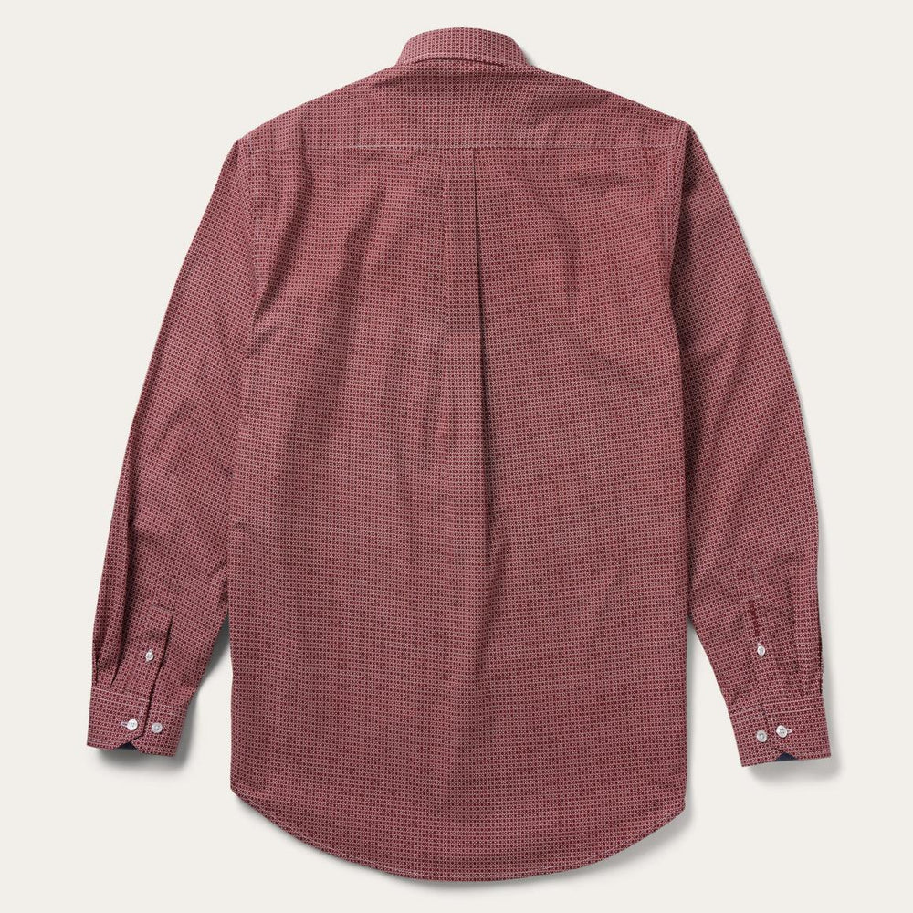 Micro Print Button-Front Shirt Red | Men Stetson Modern Cut