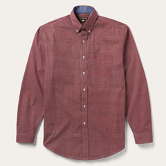 Micro Print Button-Front Shirt Red | Men Stetson Modern Cut