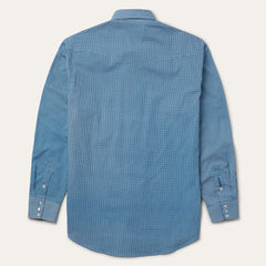 Micro Print Western Shirt Blue | Men Stetson Western Shirts