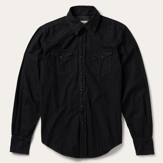 Modern Denim Western Shirt Black | Men Stetson Denim Shirts