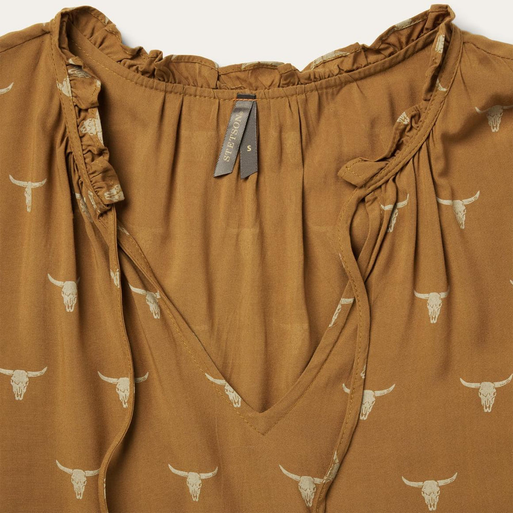 Mojave Longhorn Print Dress Brown | Women Stetson Mini
