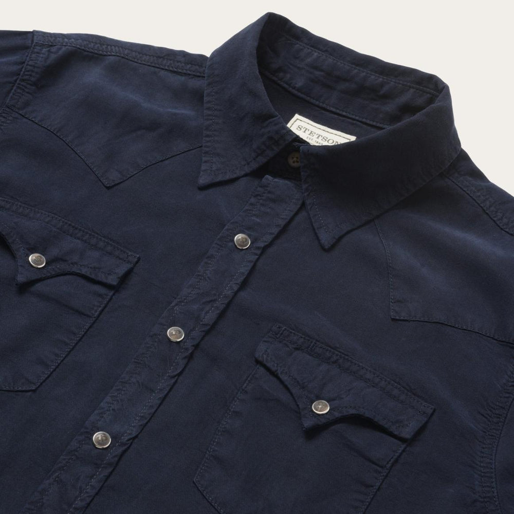 Navy Twill Shirt Blue | Men Stetson Western Shirts