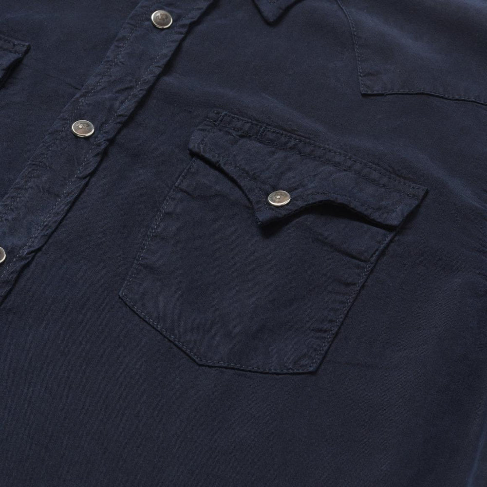 Navy Twill Shirt Blue | Men Stetson Western Shirts