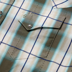Olive Ombre Plaid Western Shirt Green | Men Stetson Classic Cut