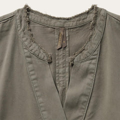 Olive Twill Peasant Blouse Green | Women Stetson Blouses