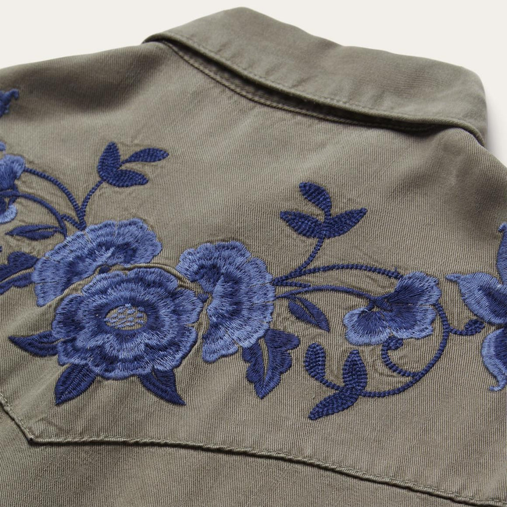 Olive Twill Western Shirt Green | Women Stetson Western Shirts