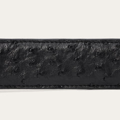 Ostrich Western Tab Belt Black | Men Stetson Belts