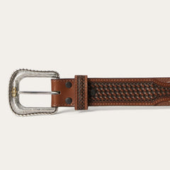 Pebble Leather Basket Weave Tabs Belt Natural/brown | Men Stetson Belts