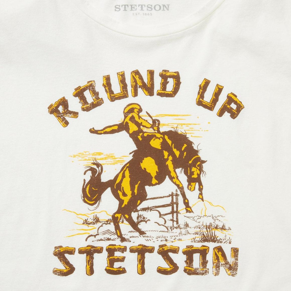 "Round Up" Stetson Vintage Tee White | Women Stetson Tees