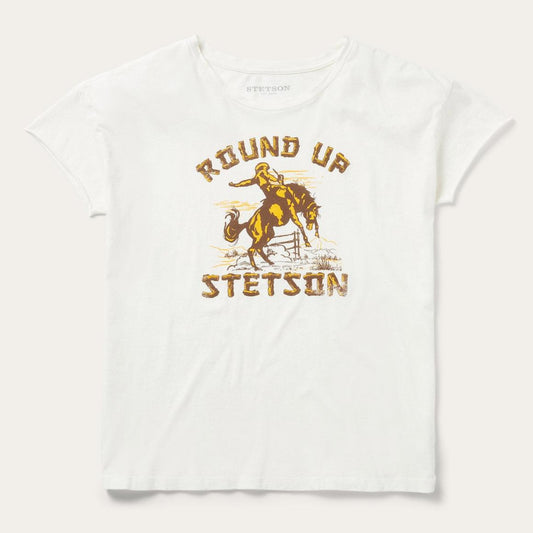 "Round Up" Stetson Vintage Tee White | Women Stetson Tees