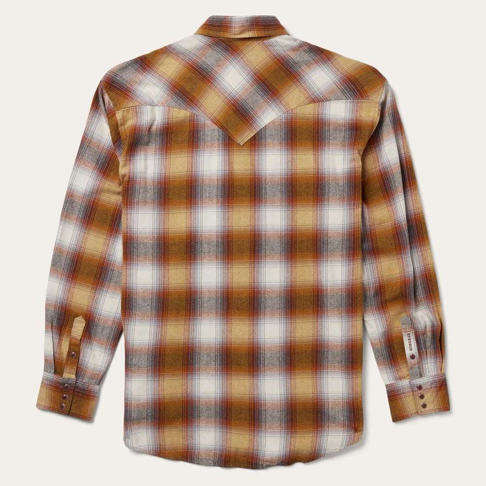 Rust Plaid Flannel Western Shirt Brown | Men Stetson Classic Cut