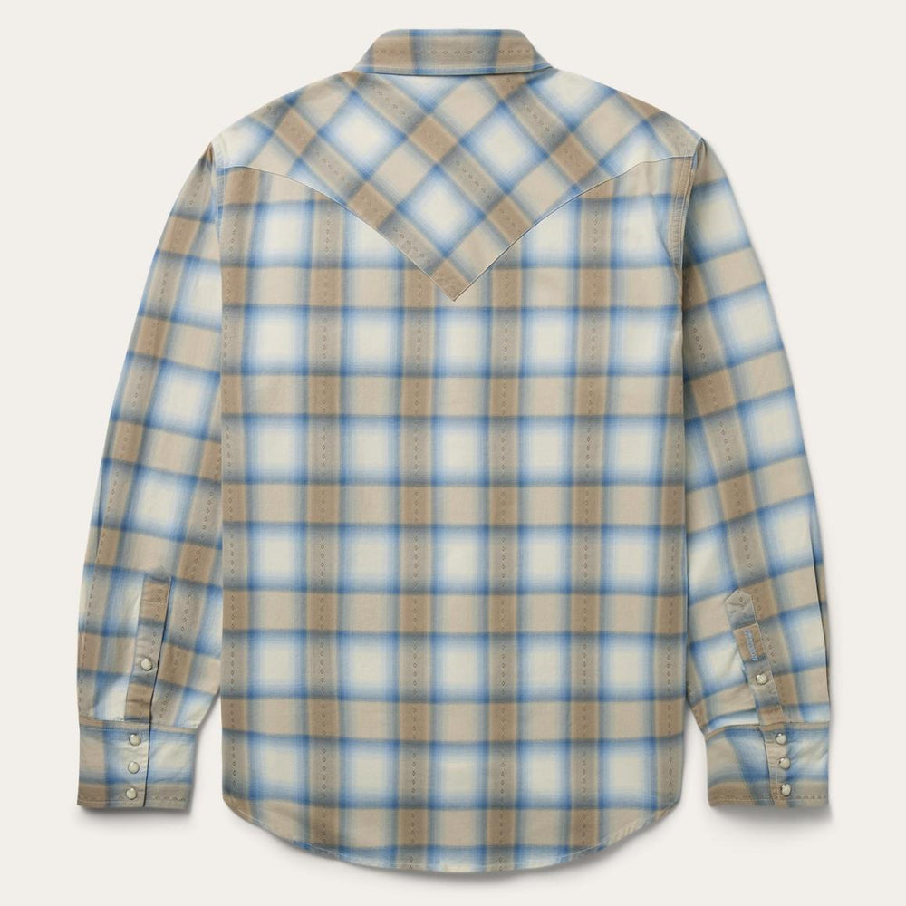 Sand Plaid Dobby Western Shirt Brown | Men Stetson Modern Cut