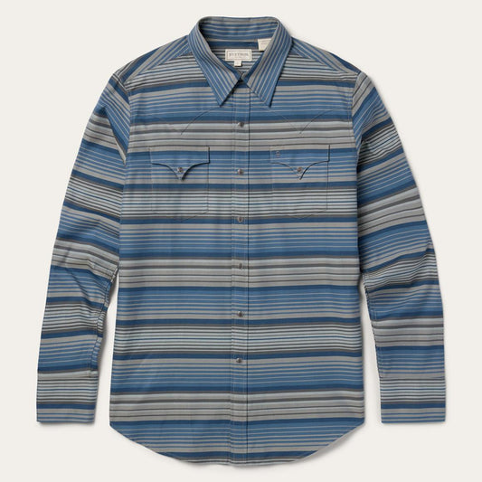 Serape Stripe Western Shirt Blue | Men Stetson Western Shirts