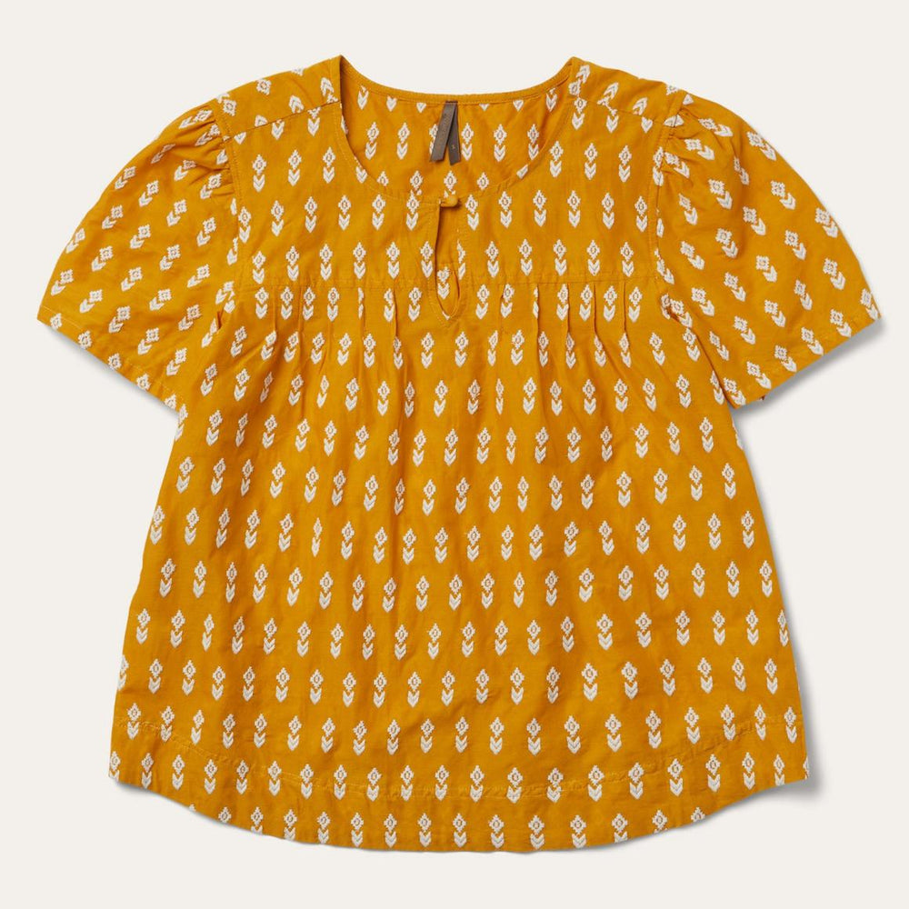 Short-Sleeved Aztec Blouse Yellow | Women Stetson Blouses