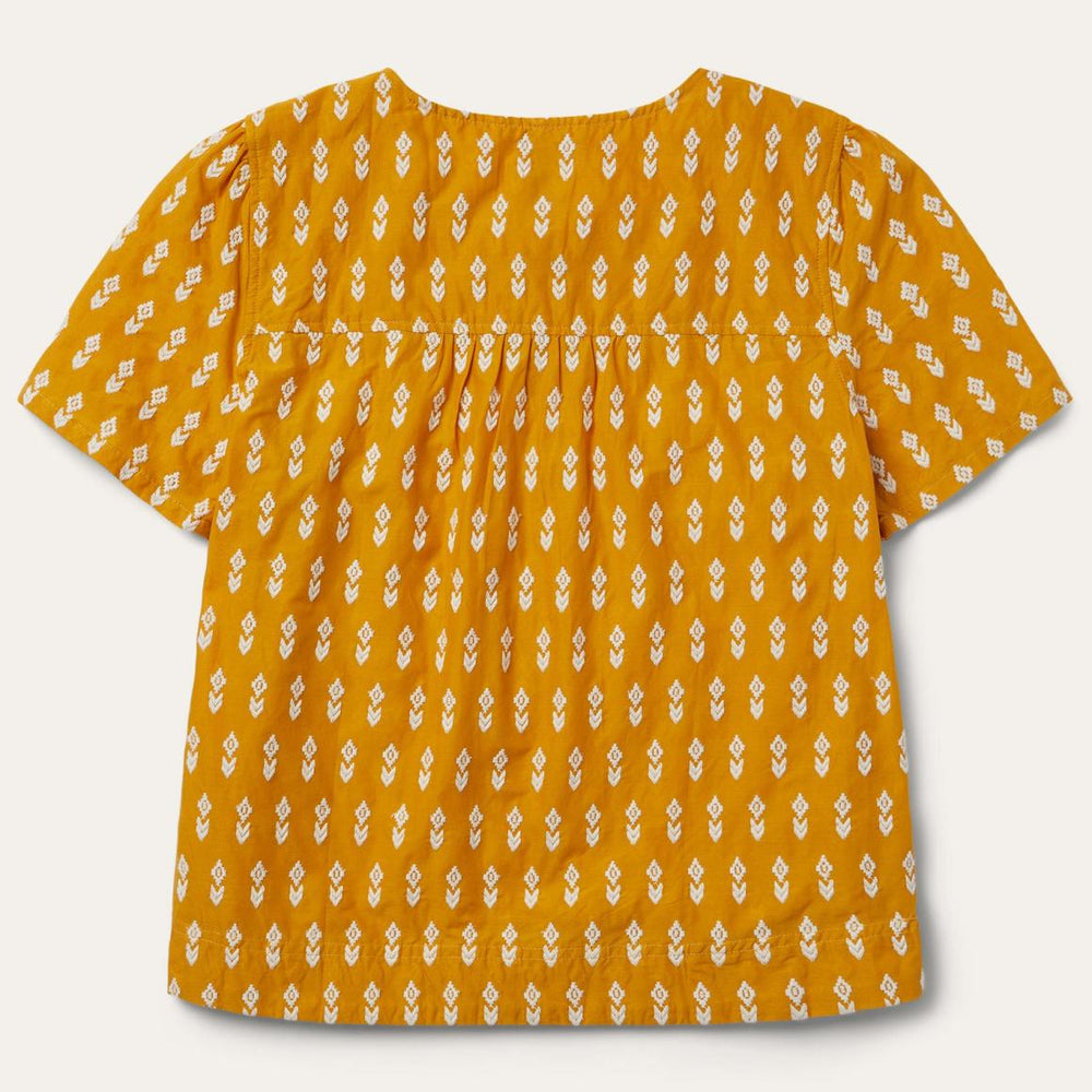 Short-Sleeved Aztec Blouse Yellow | Women Stetson Blouses