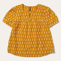Short-Sleeved Aztec Blouse Yellow | Women Stetson Blouses