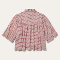 Short-Sleeved Cottage Floral Blouse Red | Women Stetson Blouses