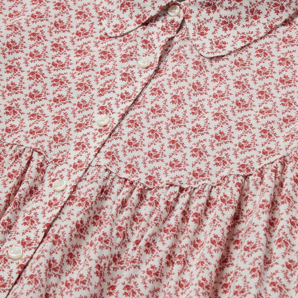 Short-Sleeved Cottage Floral Blouse Red | Women Stetson Blouses