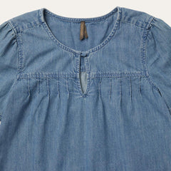 Short-Sleeved Denim Blouse Blue | Women Stetson Blouses